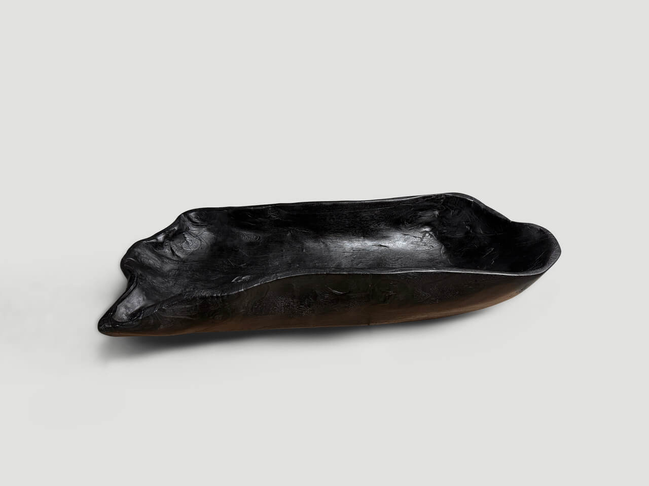 sculptural charred teak wood vessel