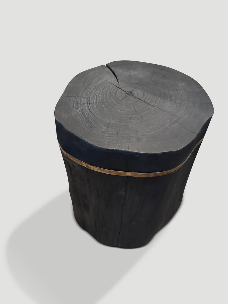 MINIMALIST CHARRED AND BRONZE SIDE TABLE