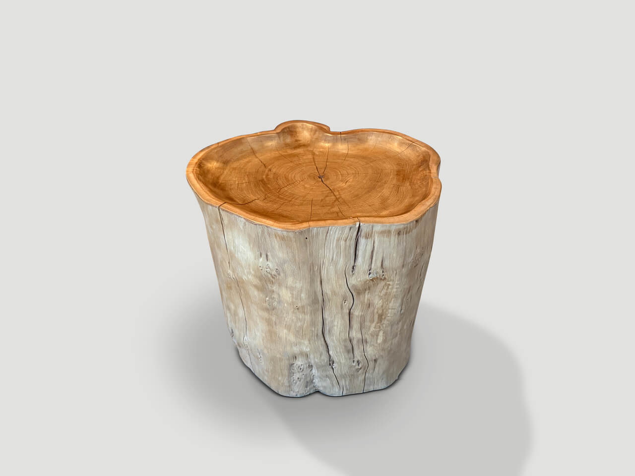 reclaimed teak wood side table