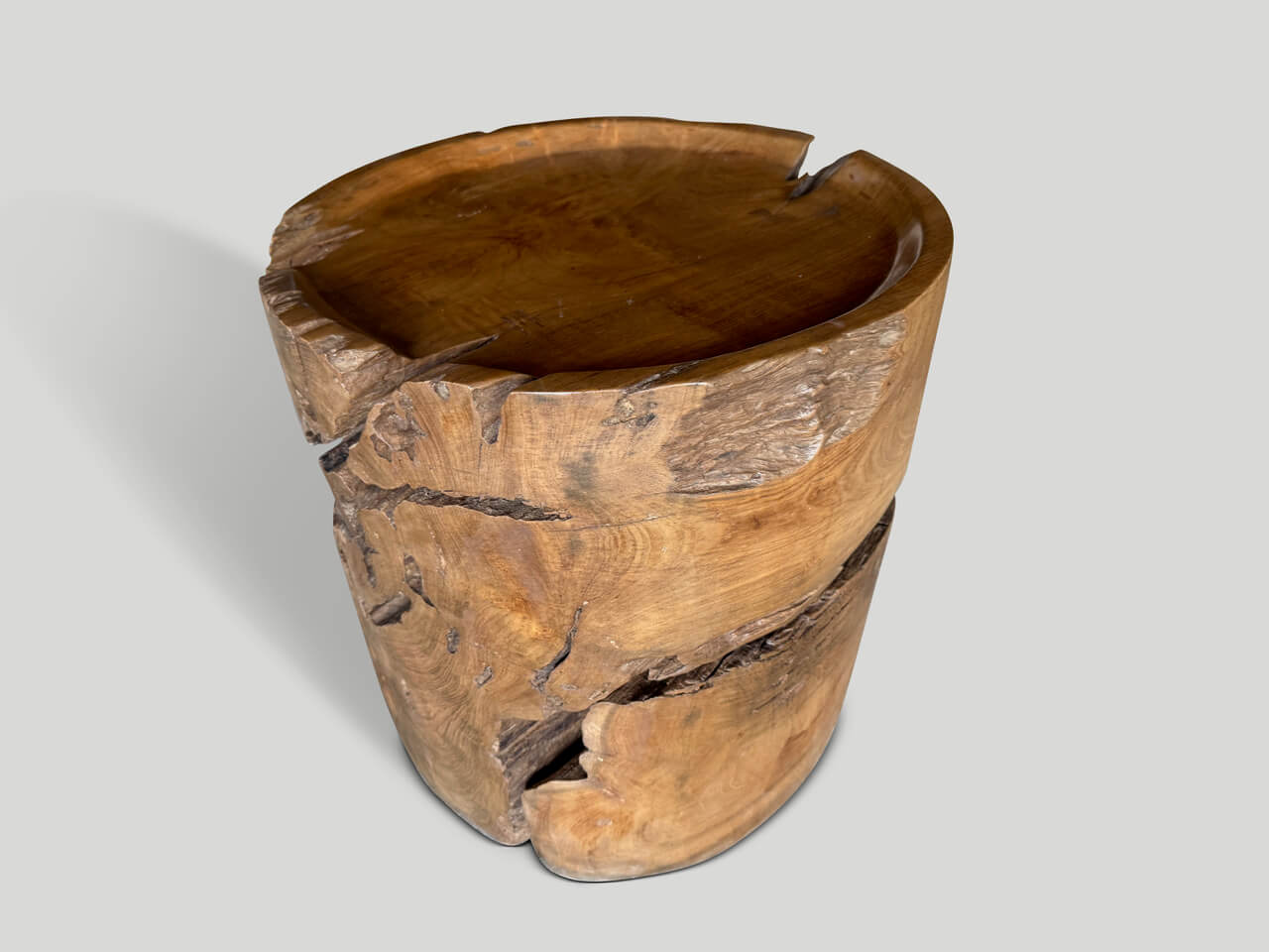 teak wood tray style side table