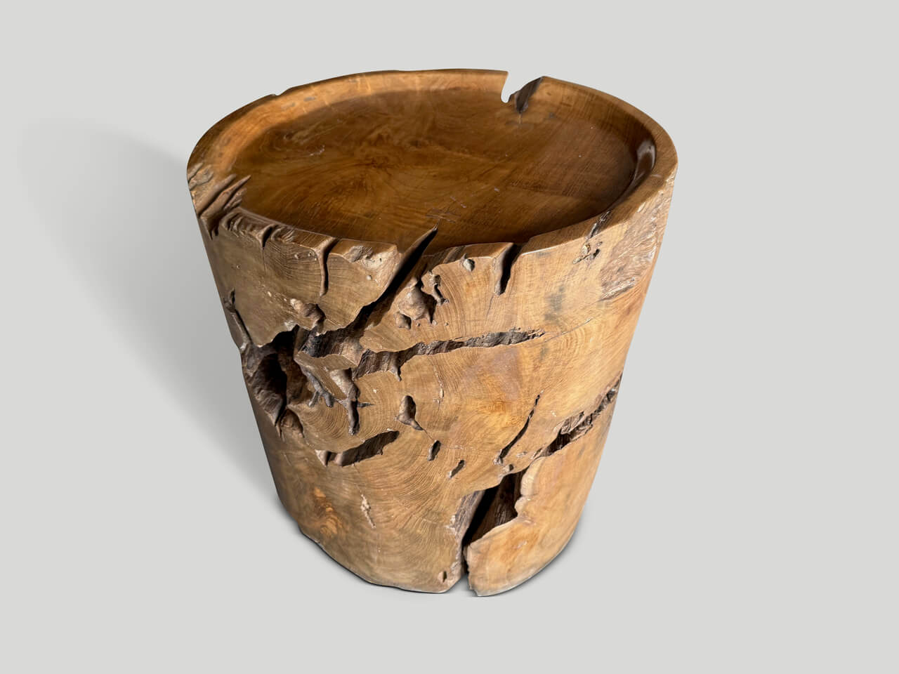 teak wood tray style side table