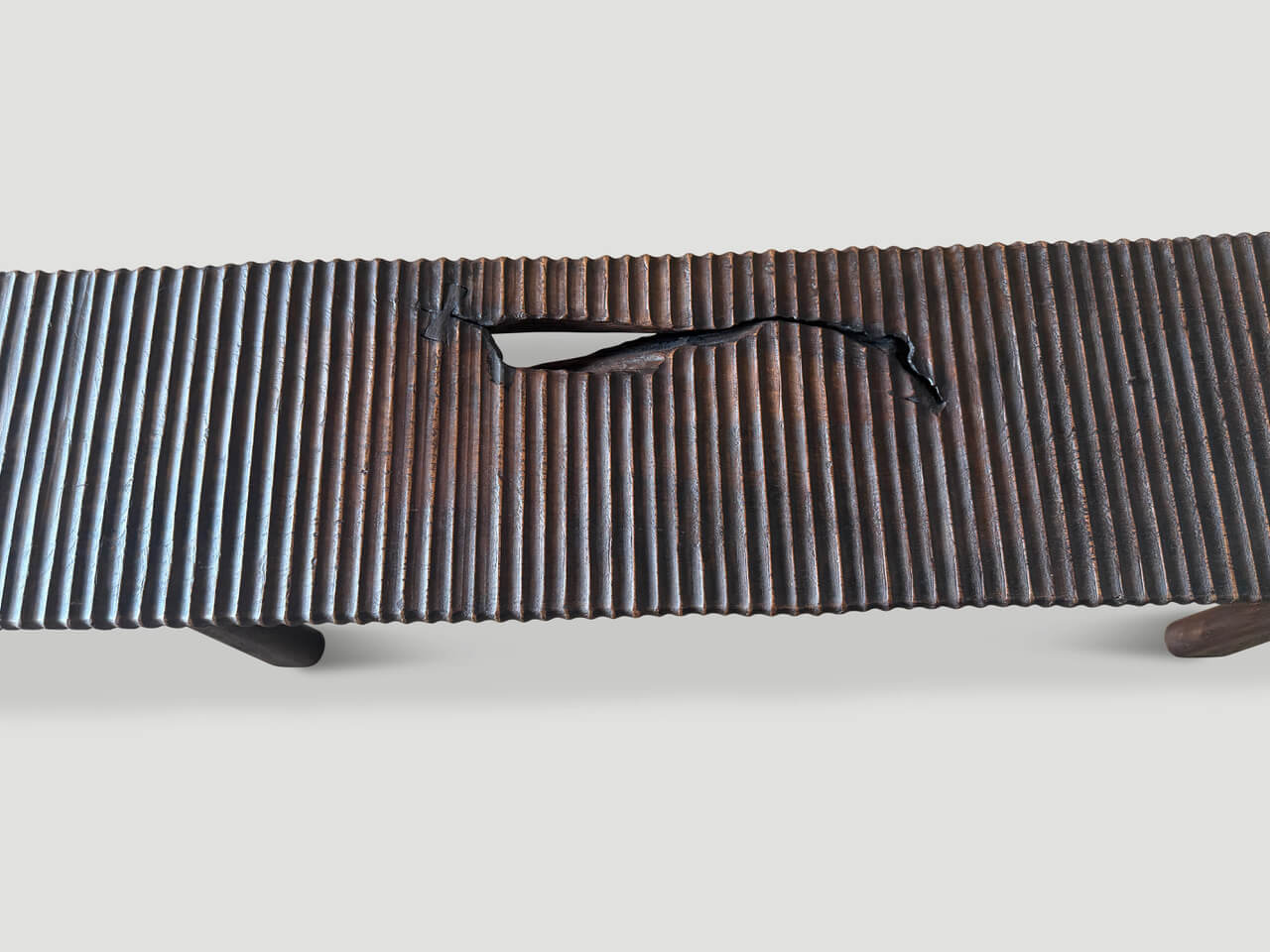 MINIMALIST HAND CARVED MODERN ORGANIC TEAK BENCH