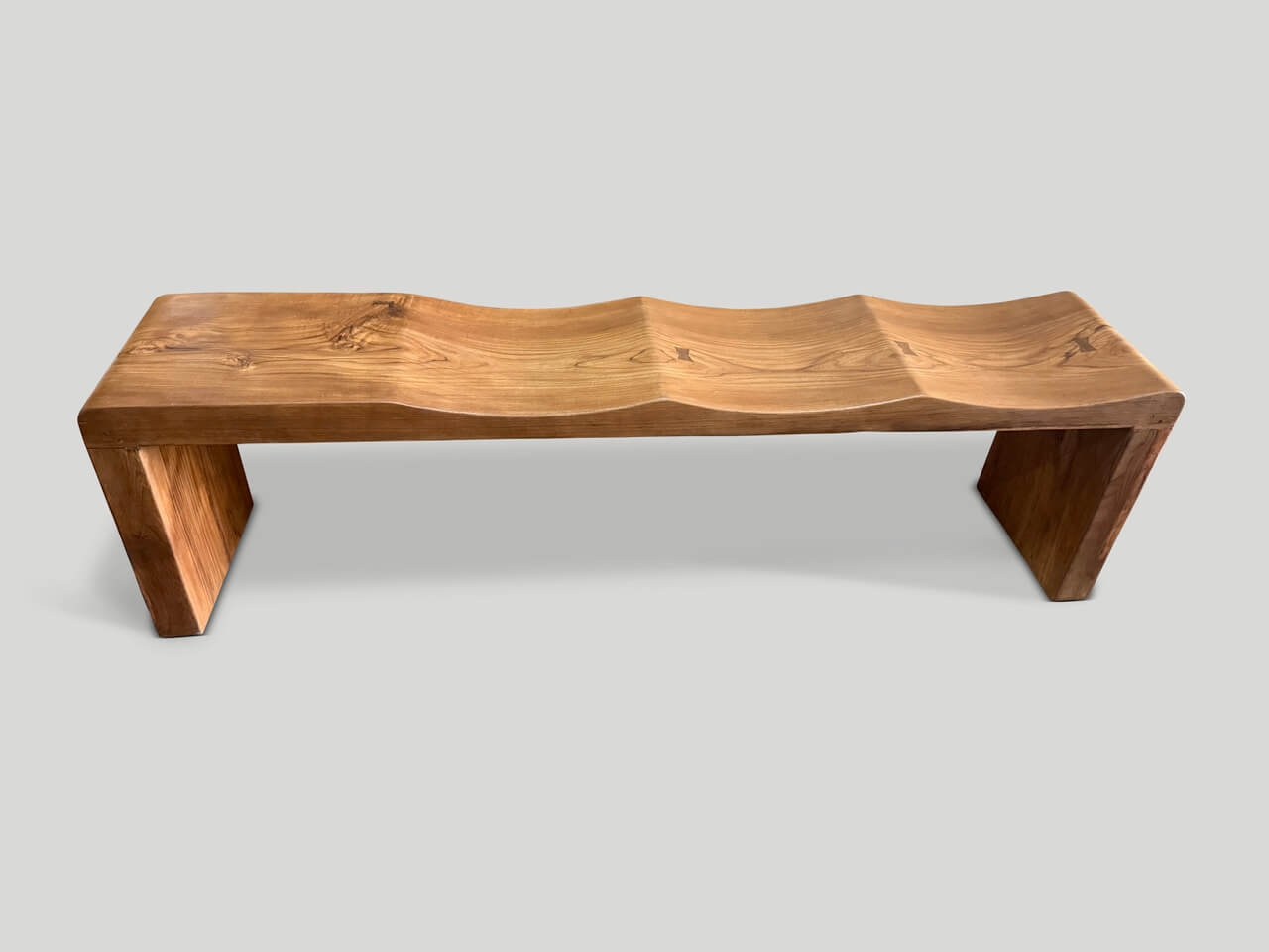 teak wave bench