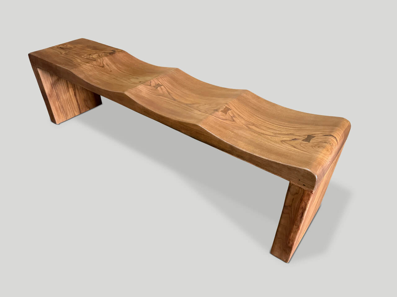 teak wave bench