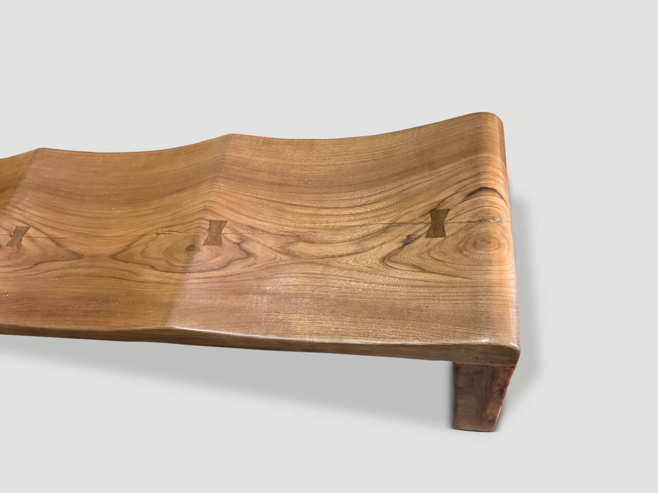 teak wave bench