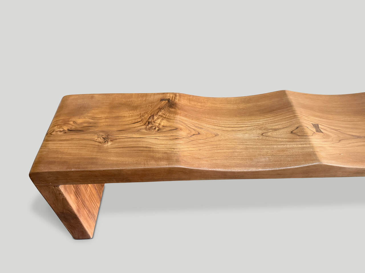 teak wave bench