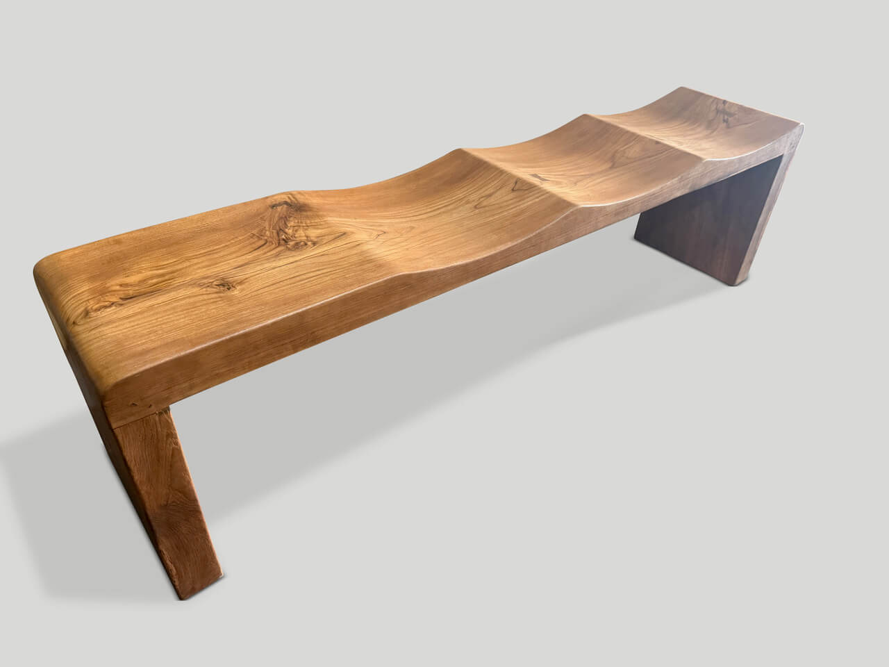 teak wave bench