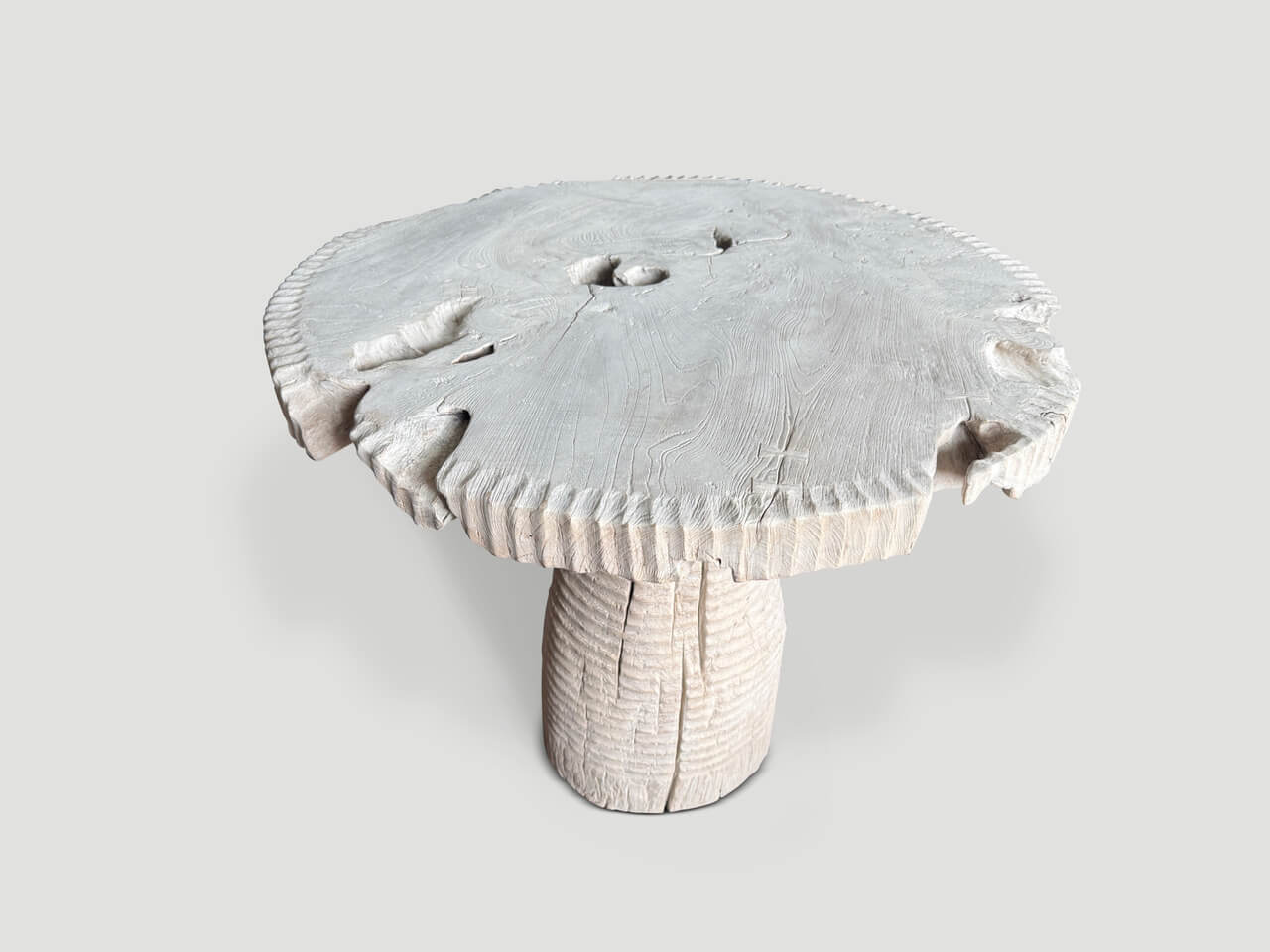 MODERN ORGANIC BLEACHED ENTRY TABLE OR SMALL DINING TABLE