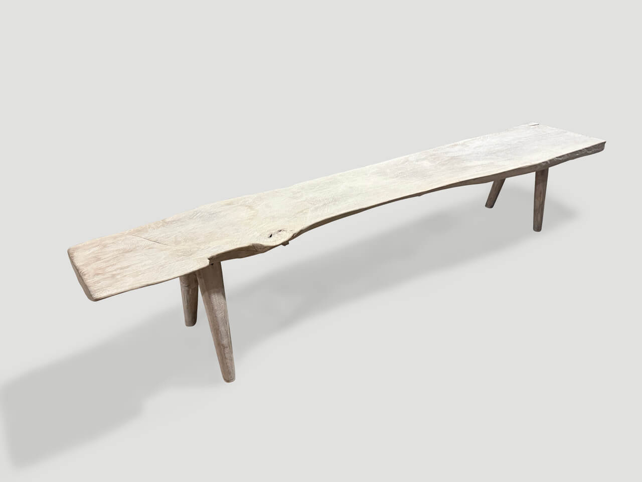 modern organic teak wood bench