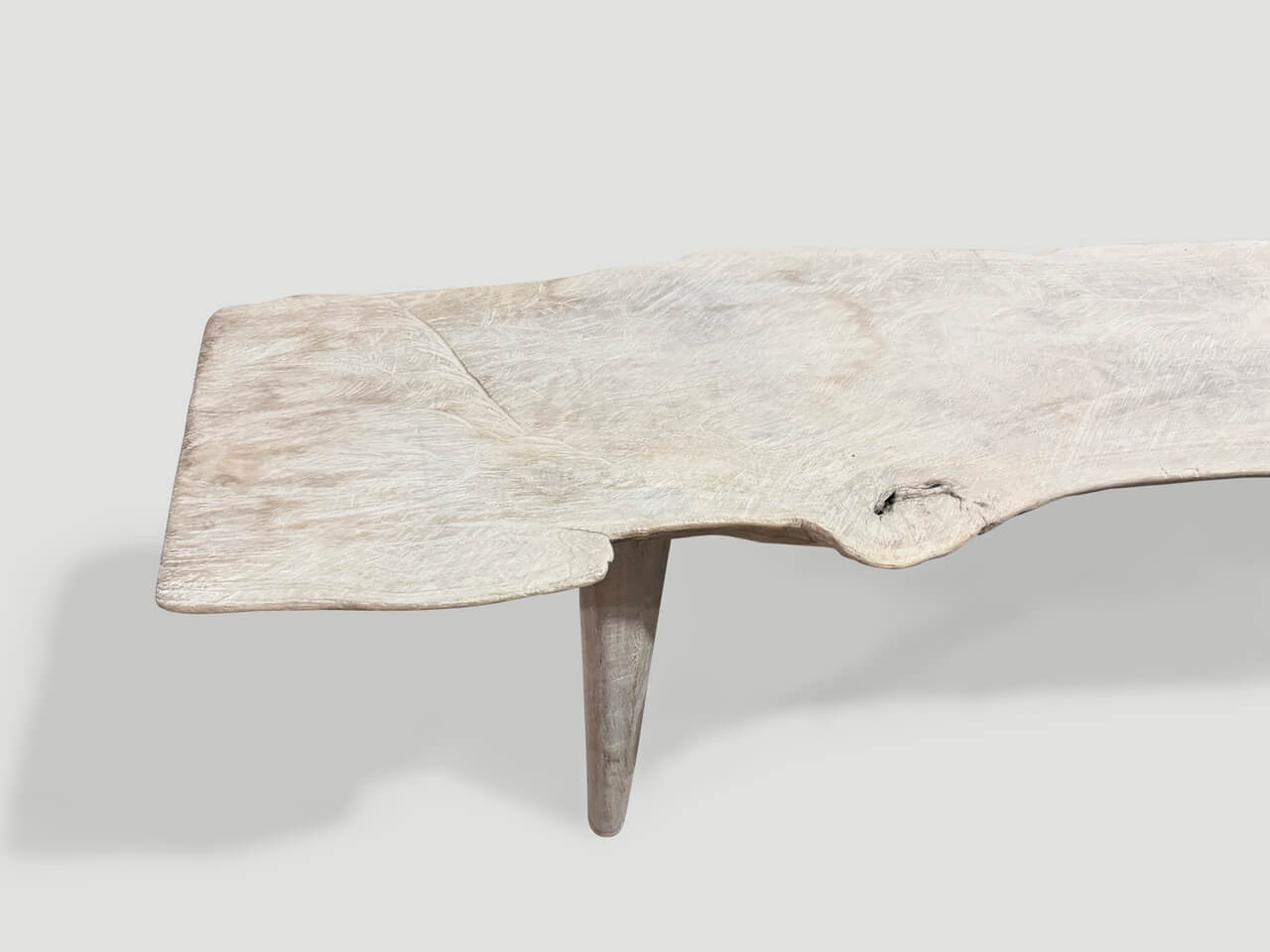 modern organic teak wood bench