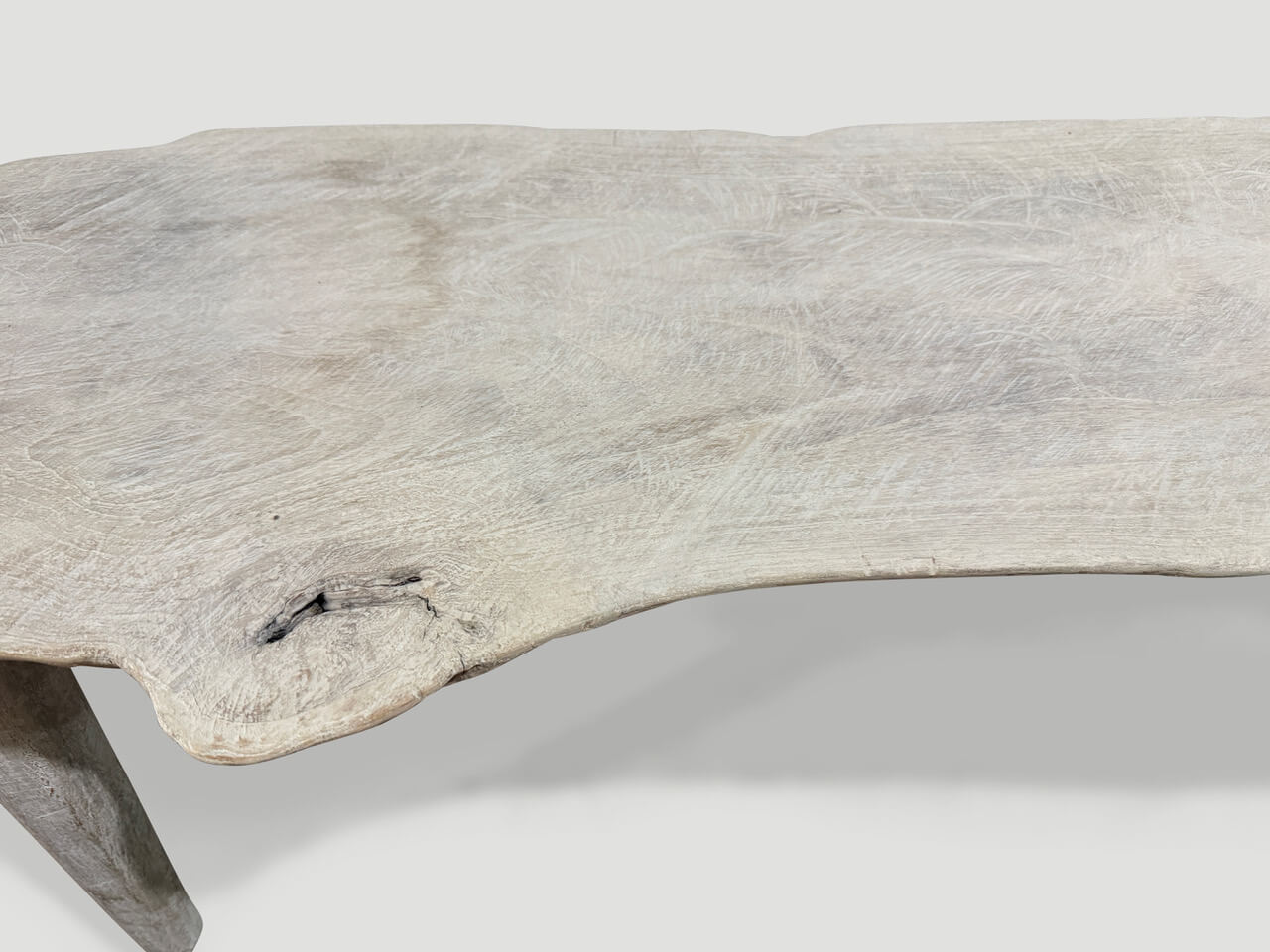 modern organic teak wood bench