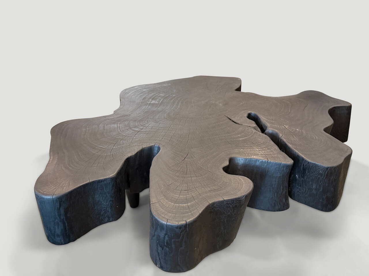 amorphous modern organic charred coffee table