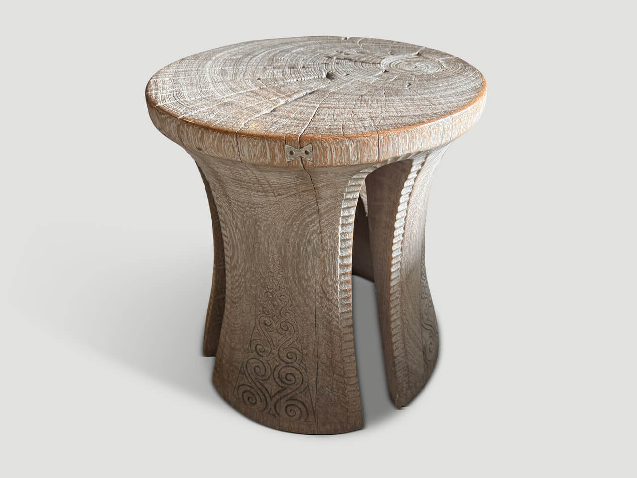 sculptural teak wood side table or stool