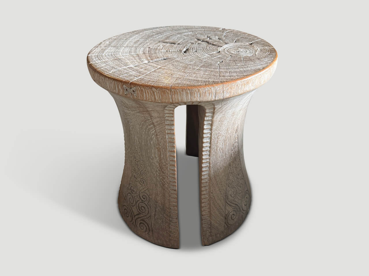 sculptural teak wood side table or stool