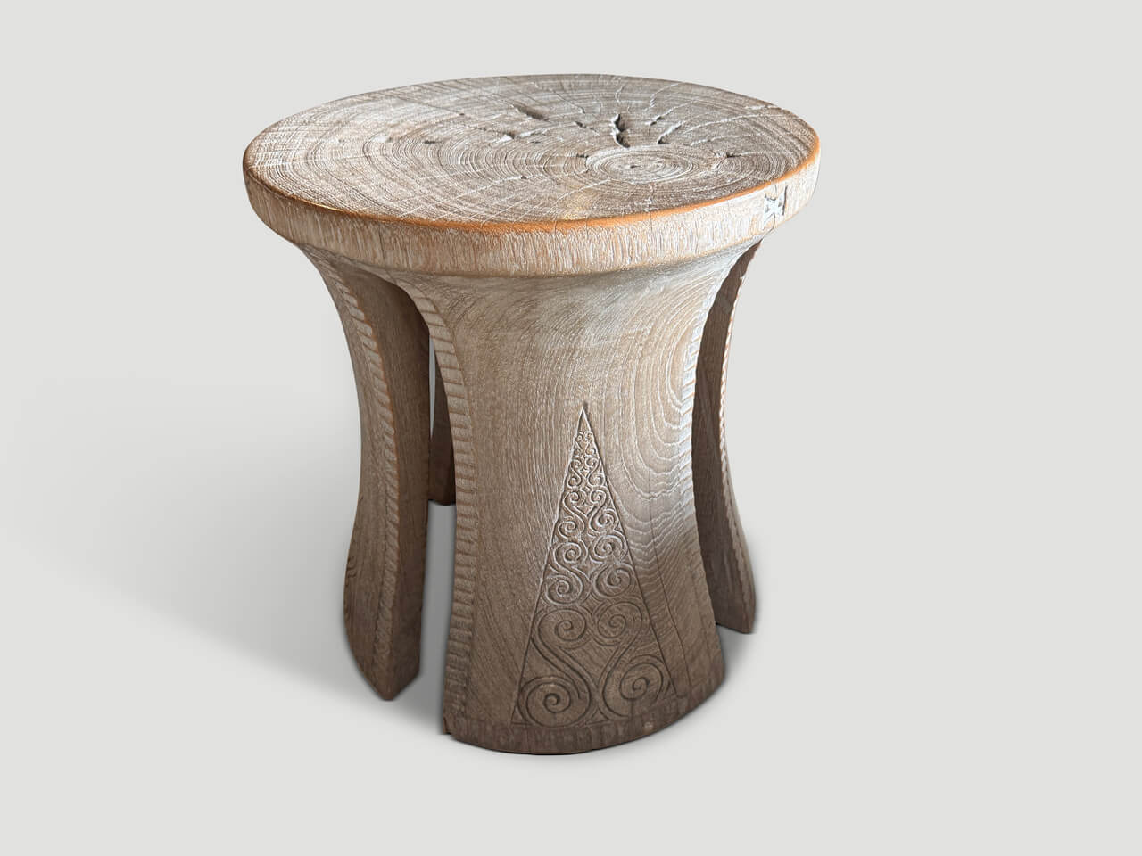 sculptural teak wood side table or stool