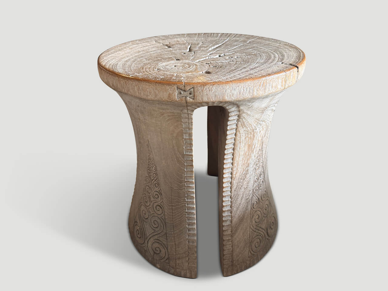 sculptural teak wood side table or stool