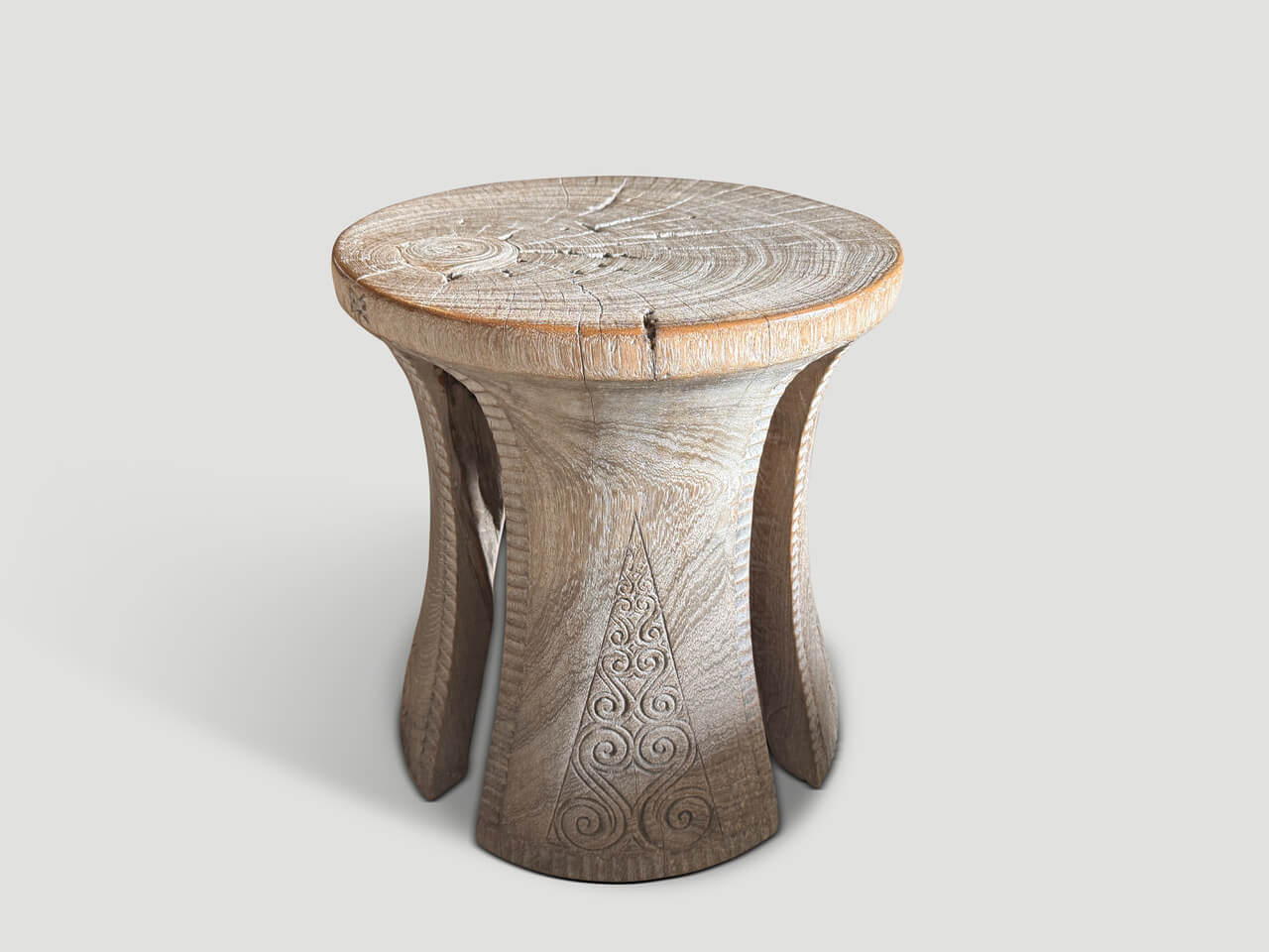 sculptural teak wood side table or stool