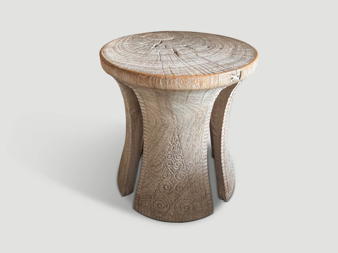 sculptural teak wood side table or stool
