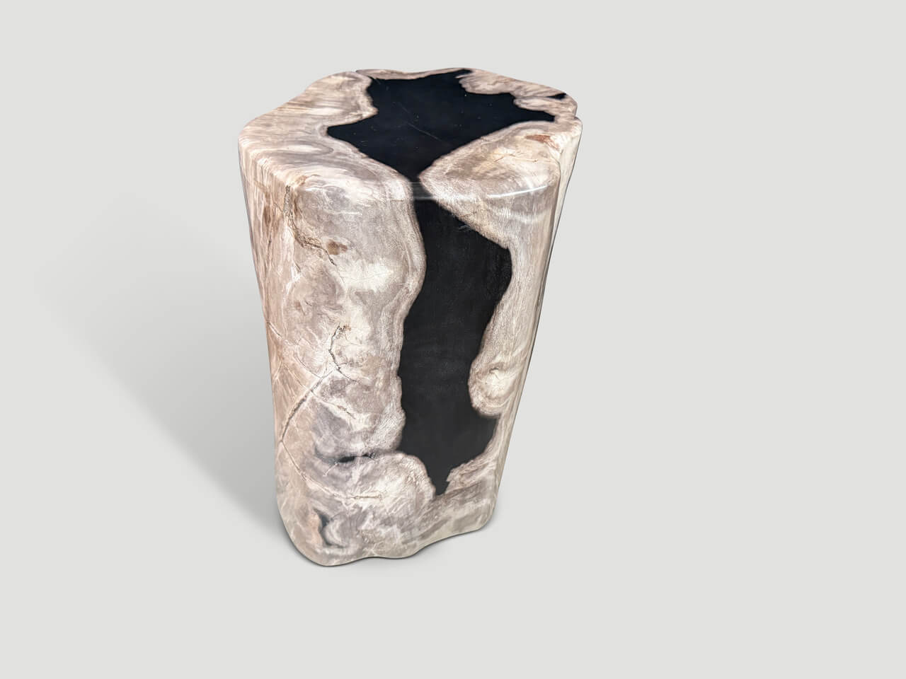 ABSTRACT HIGH QUALITY PETRIFIED WOOD SIDE TABLE