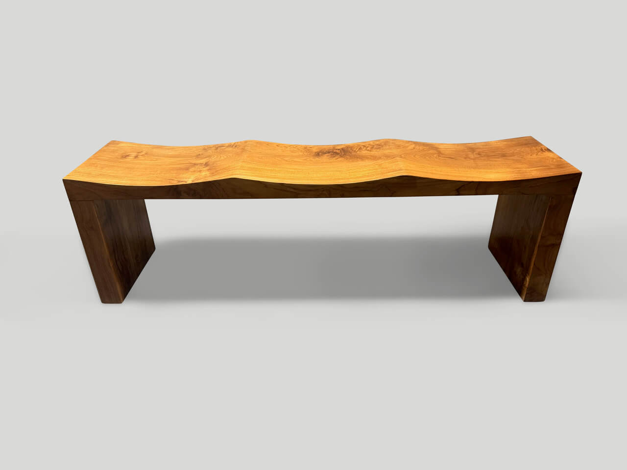 MODERN ORGANIC TEAK WAVE BENCH