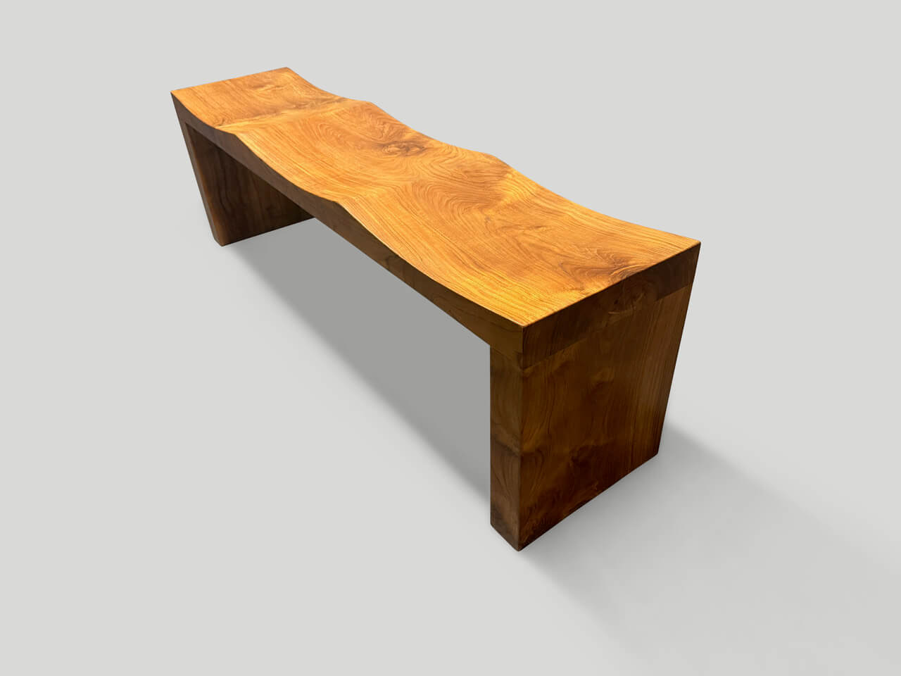 MODERN ORGANIC TEAK WAVE BENCH