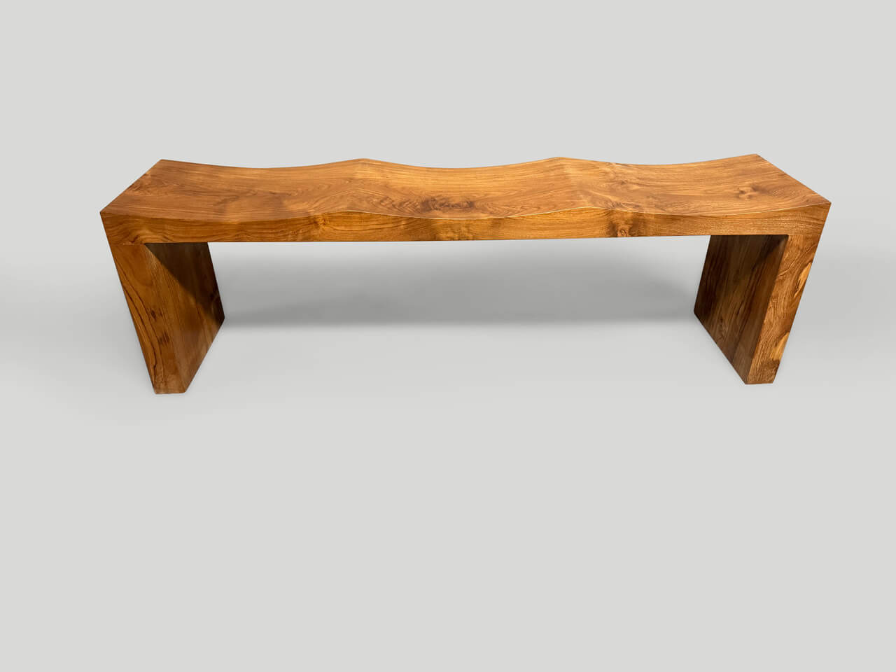 MODERN ORGANIC TEAK WAVE BENCH
