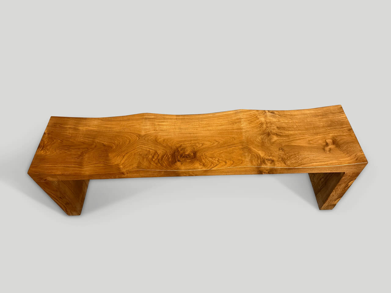 MODERN ORGANIC TEAK WAVE BENCH