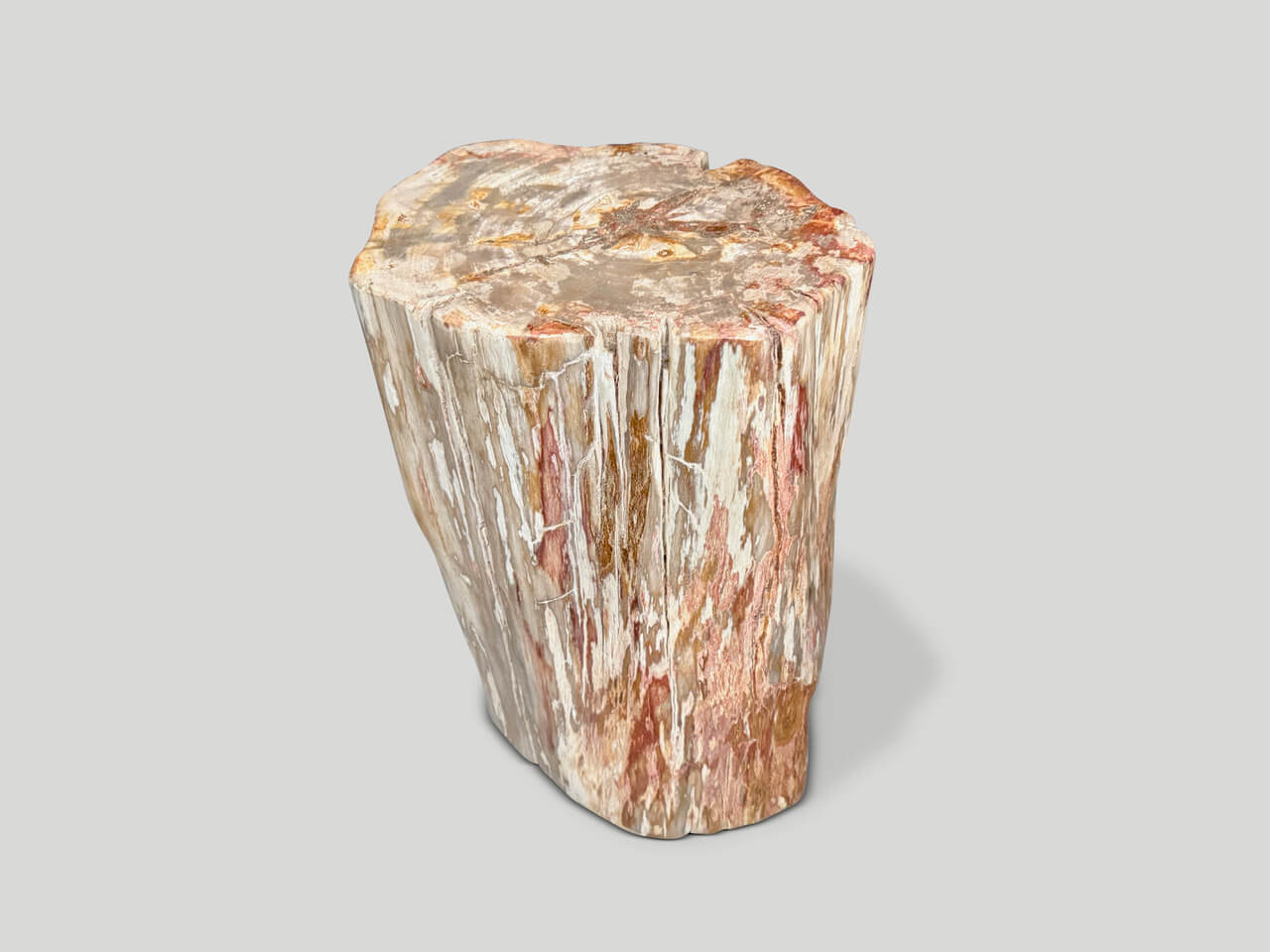 CORAL TONED ANCIENT PETRIFIED WOOD SIDE TABLE