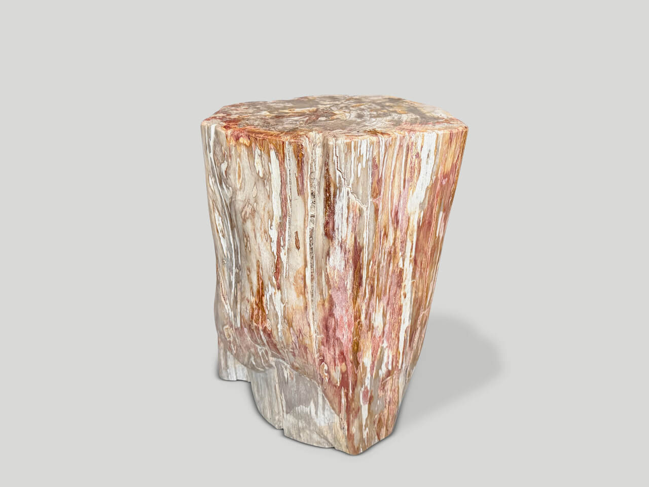 CORAL TONED ANCIENT PETRIFIED WOOD SIDE TABLE