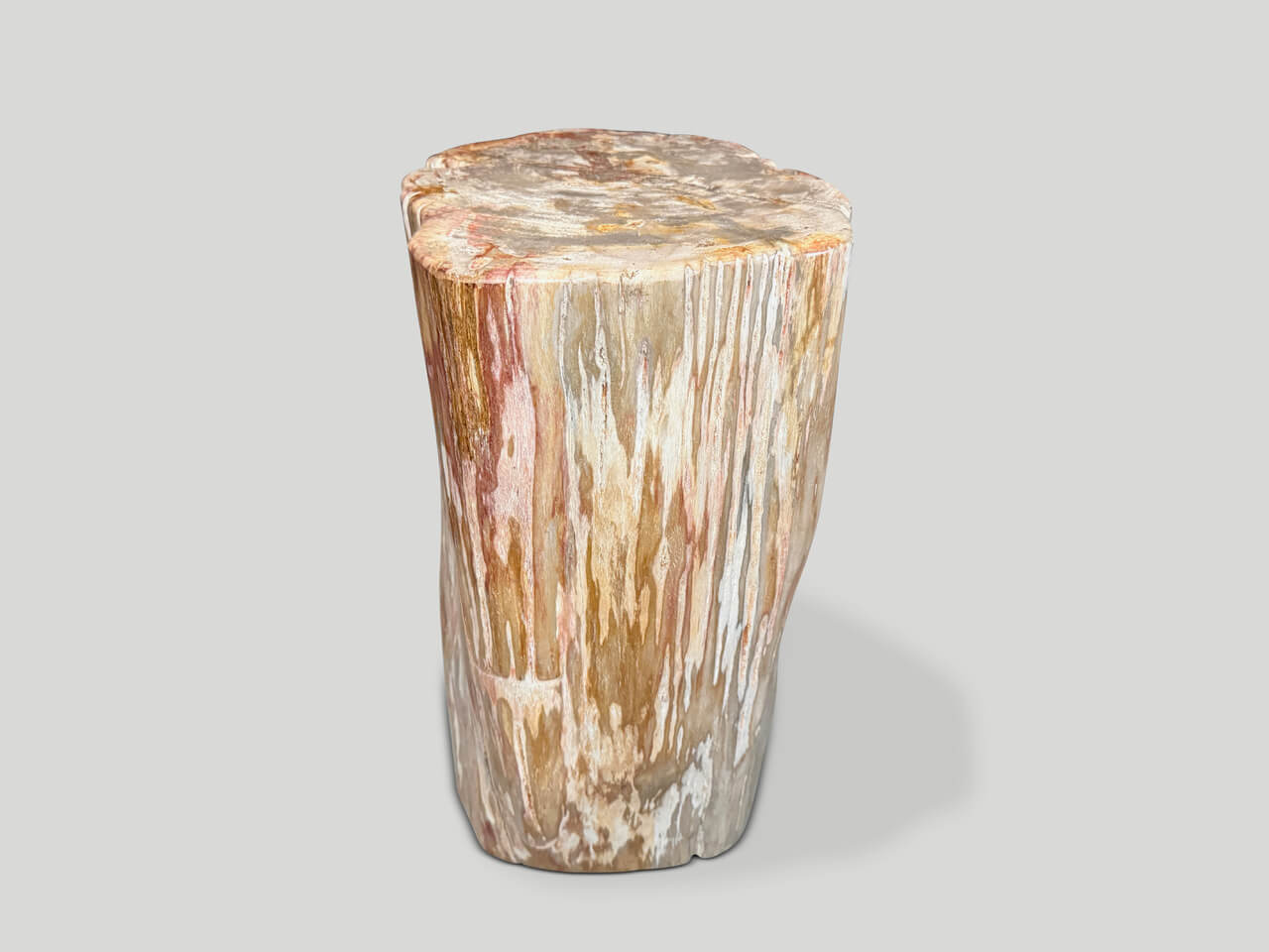 CORAL TONED ANCIENT PETRIFIED WOOD SIDE TABLE