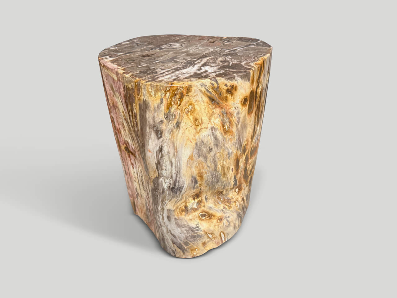 CORAL TONED HIGH QUALITY PETRIFIED WOOD SIDE TABLE
