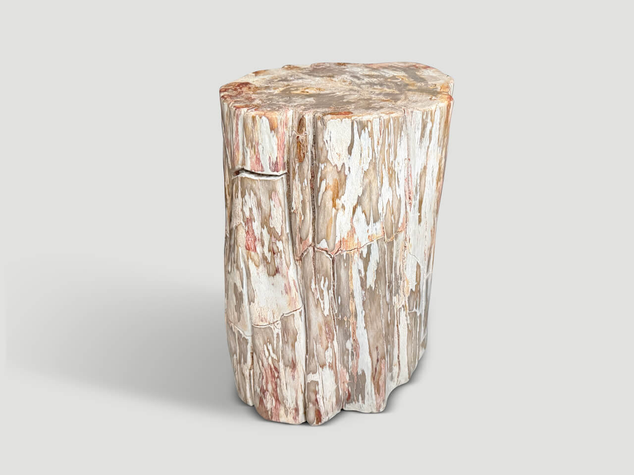 CORAL TONED ANCIENT PETRIFIED WOOD SIDE TABLE