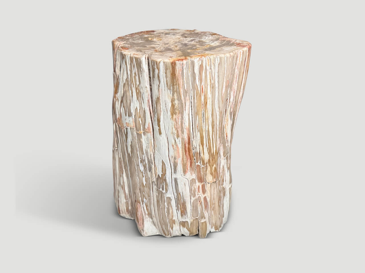 CORAL TONED ANCIENT PETRIFIED WOOD SIDE TABLE