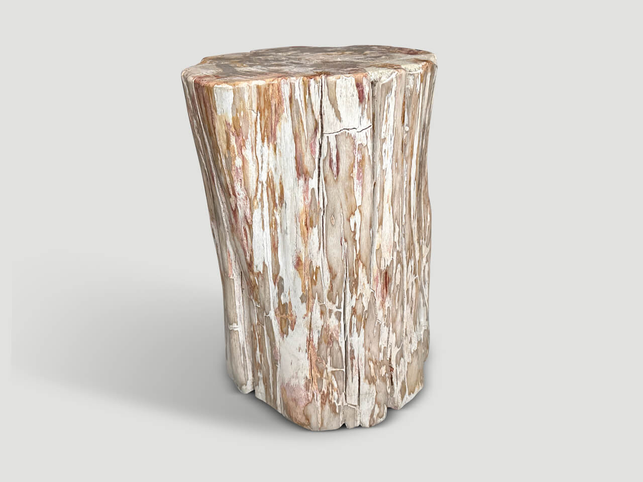 CORAL TONED ANCIENT PETRIFIED WOOD SIDE TABLE