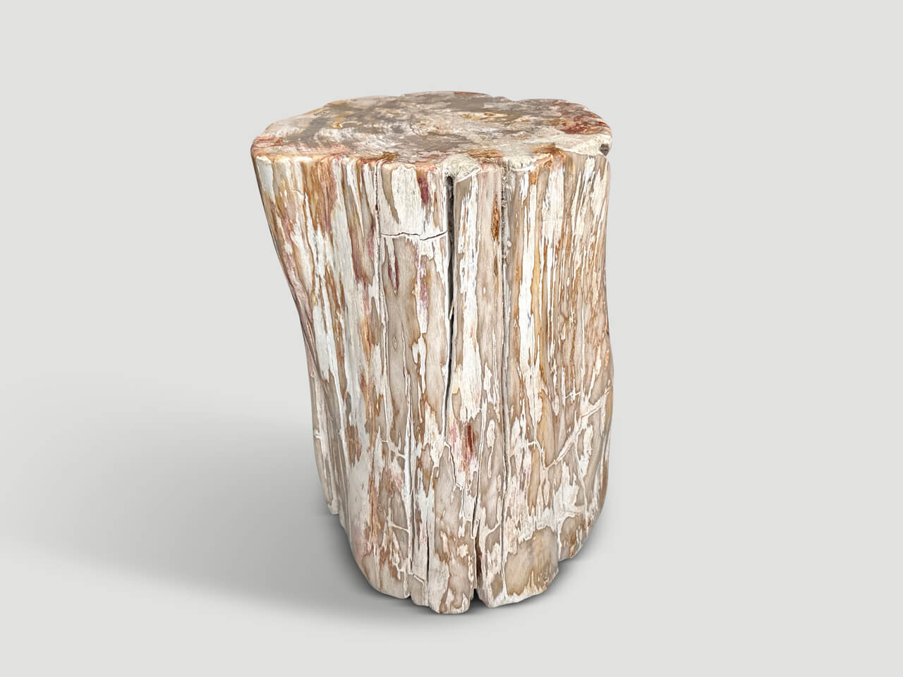 CORAL TONED ANCIENT PETRIFIED WOOD SIDE TABLE