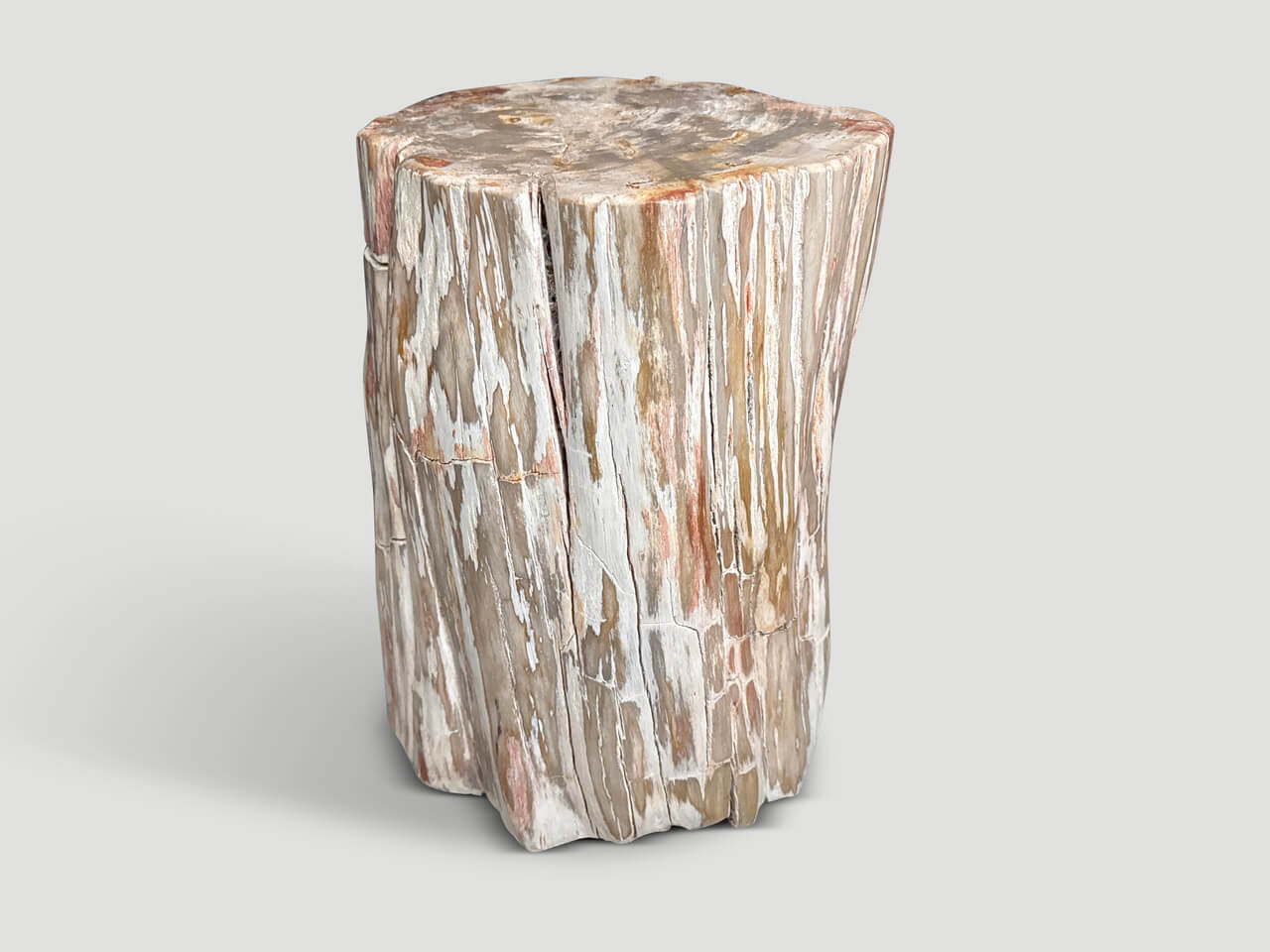 CORAL TONED ANCIENT PETRIFIED WOOD SIDE TABLE