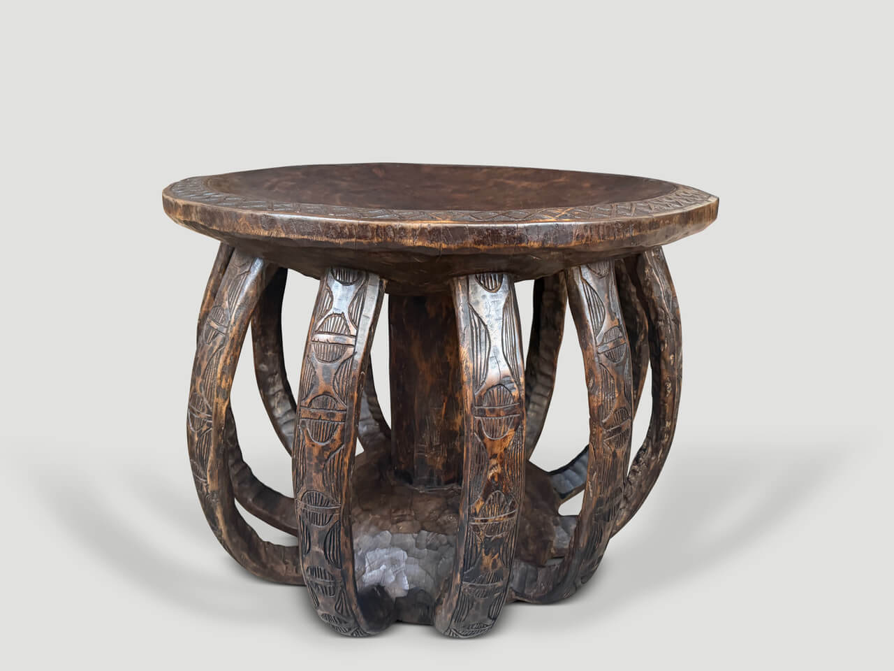 WABI SABI AFRICAN ROUND SIDE TABLE