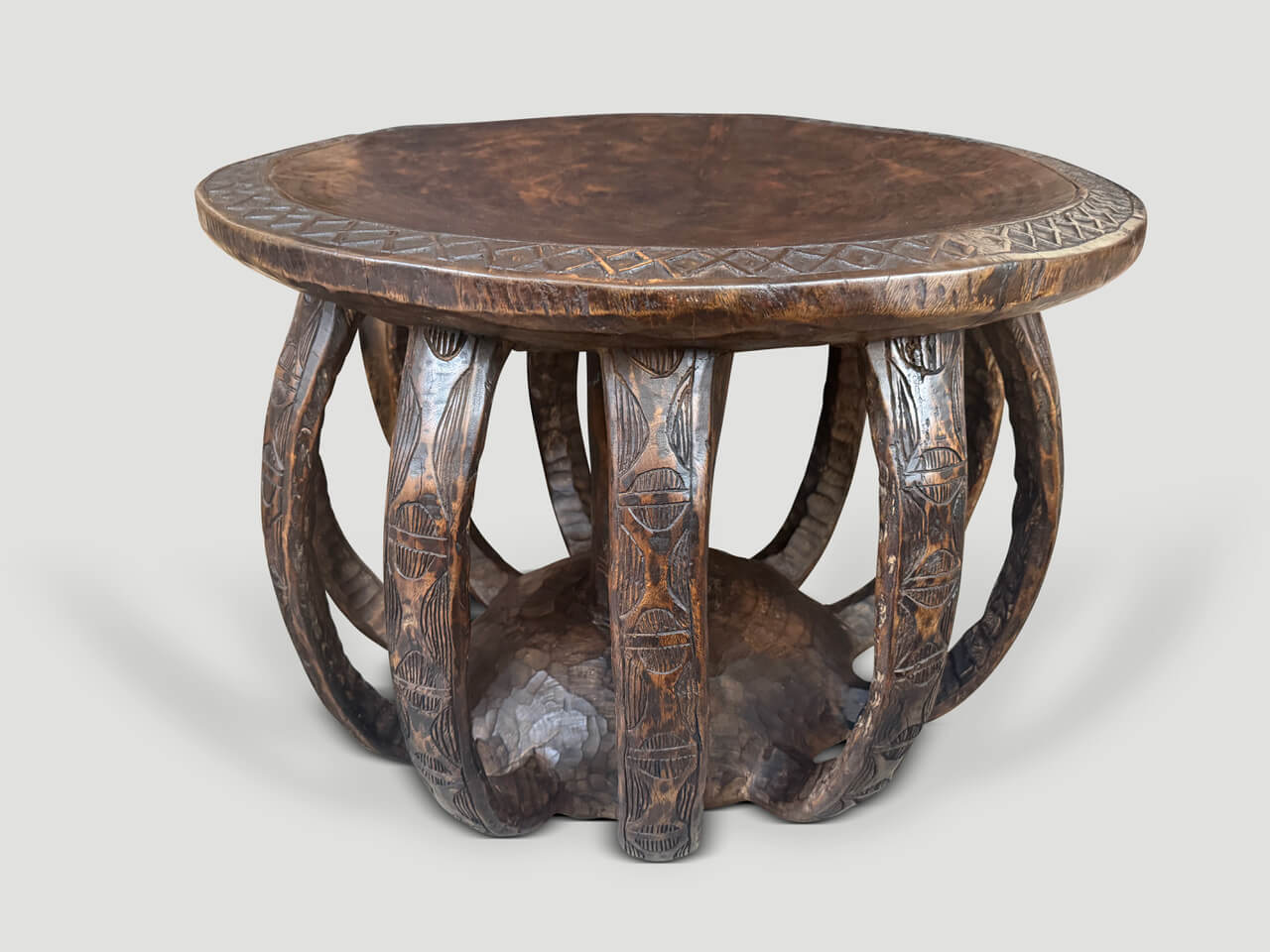 WABI SABI AFRICAN ROUND SIDE TABLE
