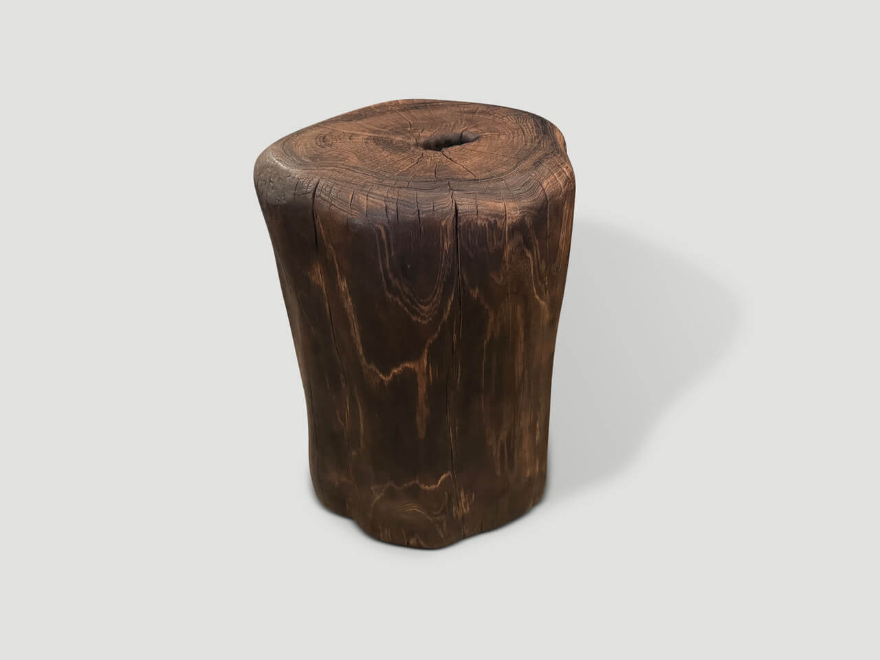 MODERN ORGANIC CHARRED TALL SIDE TABLE