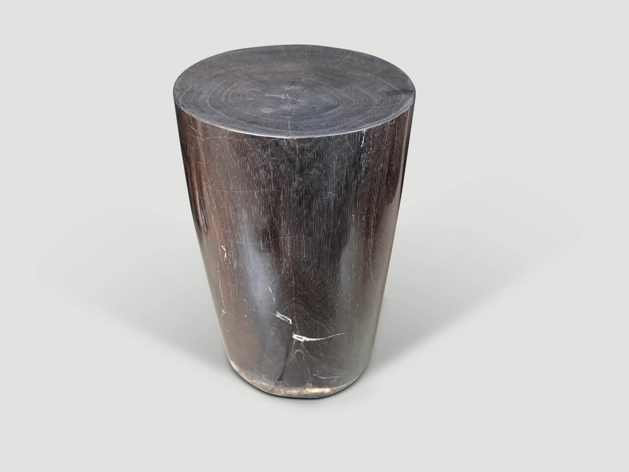 MINIMALIST MODERN ORGANIC PETRIFIED WOOD SIDE TABLE.