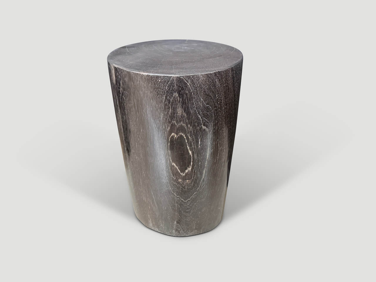 MINIMALIST MODERN ORGANIC PETRIFIED WOOD SIDE TABLE.