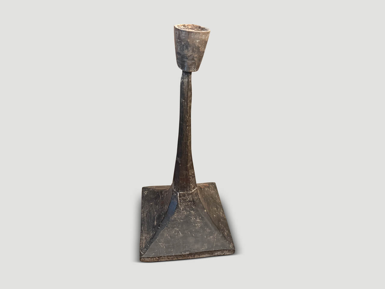 ANCIENT HAND CARVED CANDLE STICK